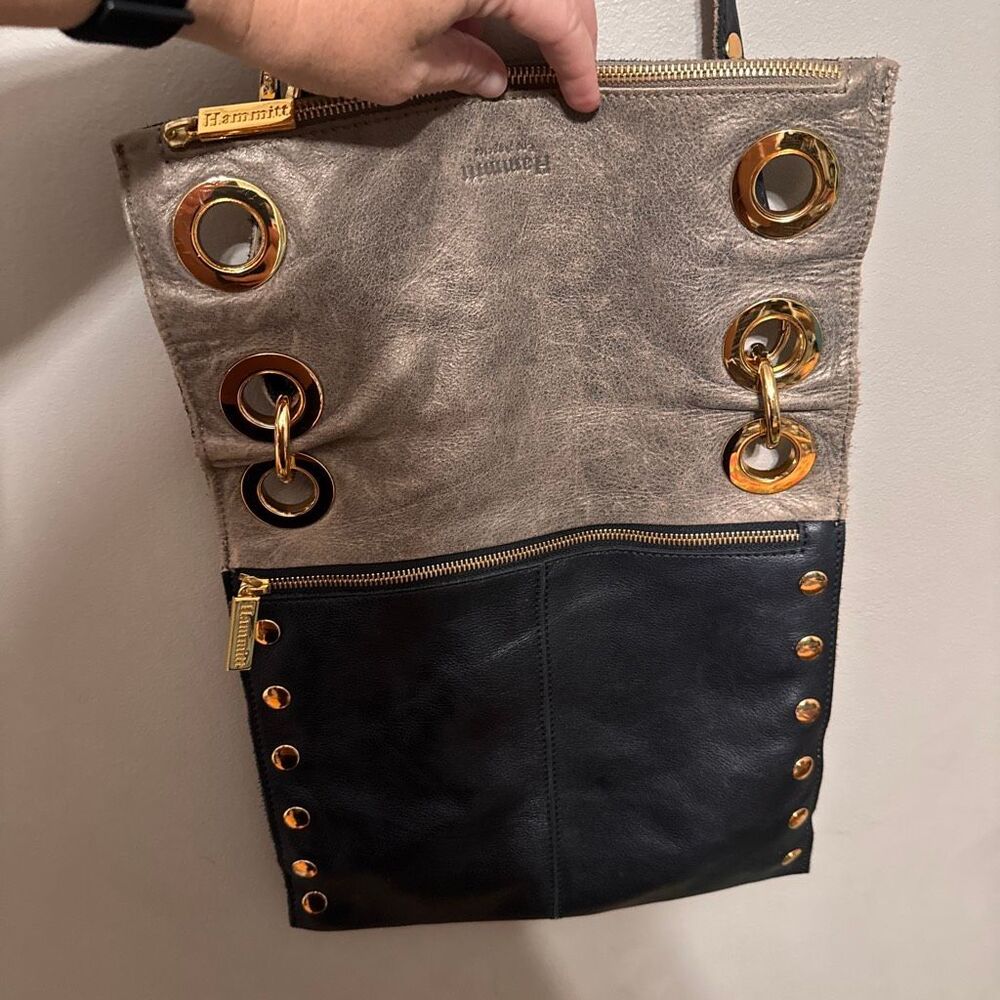 Hammitt Montana reversible black leather crossbody bag 11”x11” - Picture 5 of 12